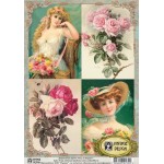 Декупажная карта Vintage Design арт.S-132 Розы и девушки формат А4