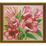Рисунок на ткани бисер НОВА СЛОБОДА арт.МАХ.БИС 3121 Розовые тюльпаны 26x30 см