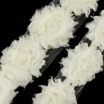 Лента с розами тканевыми КРЕМОВАЯ арт.SCB 0714116 шир.7 см по 90 см