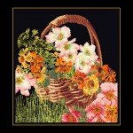 Набор для вышивания арт.Gouverneur-3064.05 Корзина с цветами Черная канва 17х42 см
