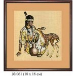 Набор для вышивания арт.Овен - 061 СР Девушка и олень 18x18 см